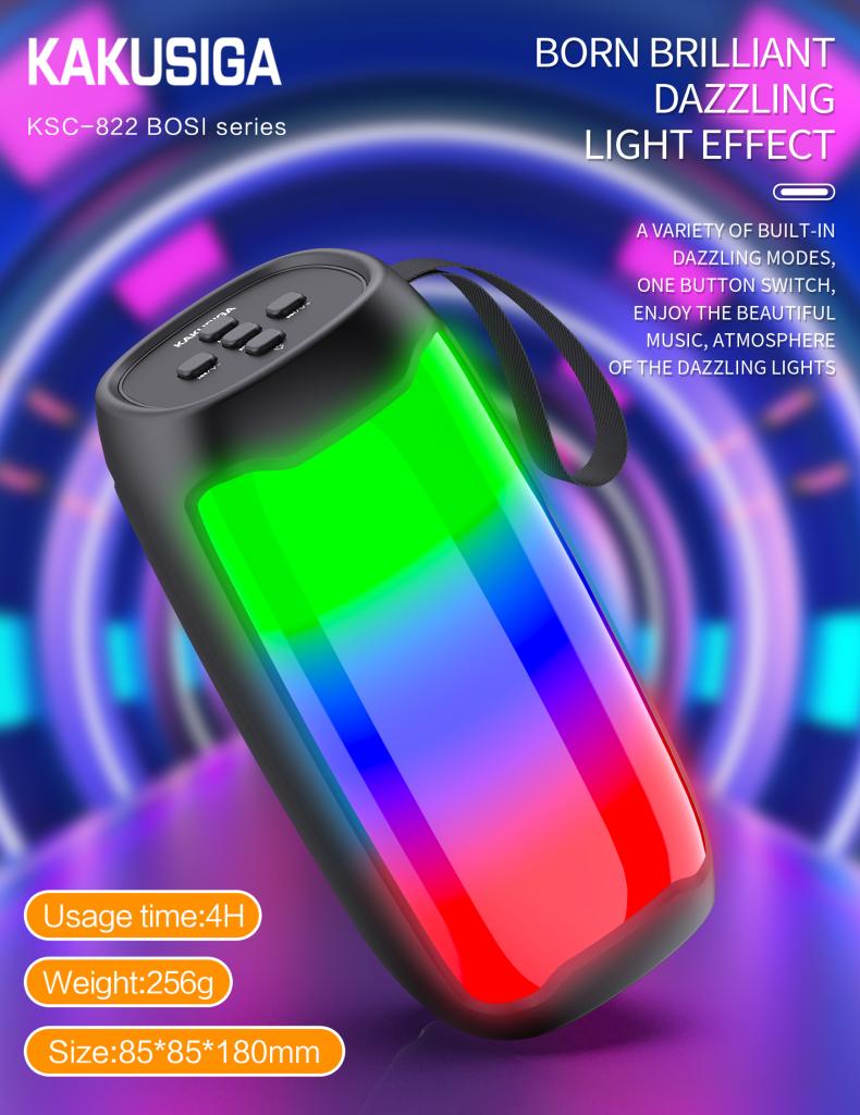 New Arrival KAKUSIGA Portable Bluetooth Mini Speaker | Bluetooth 5.0 Wireless | Rechargeable RGB LED Speaker | Ideal for Home, Parties, Travel & Outdoor Use