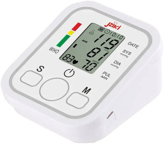Jziki Full Automatic Digital Sphygmomanometer, Blood Pressure Meter, Blood Pressure Monitor, Digital LCD Display, Auto Power-Off, Removable Battery