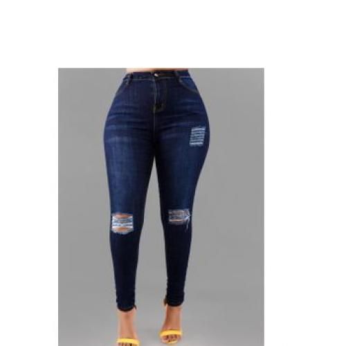 Fashion Ladies Rugged Jeans Trousers-casual Wear