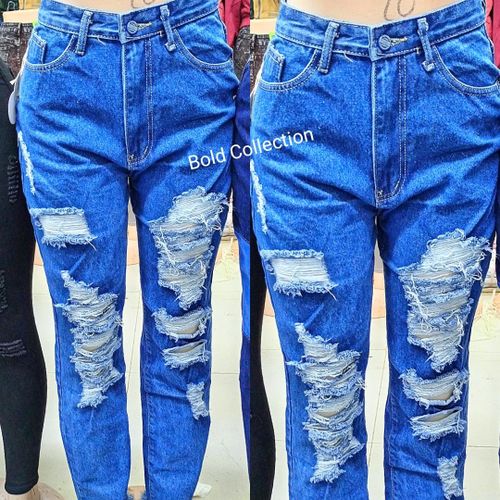 Fashion Design Ladies Denim Rugged Jeans - Ripped  Jeans