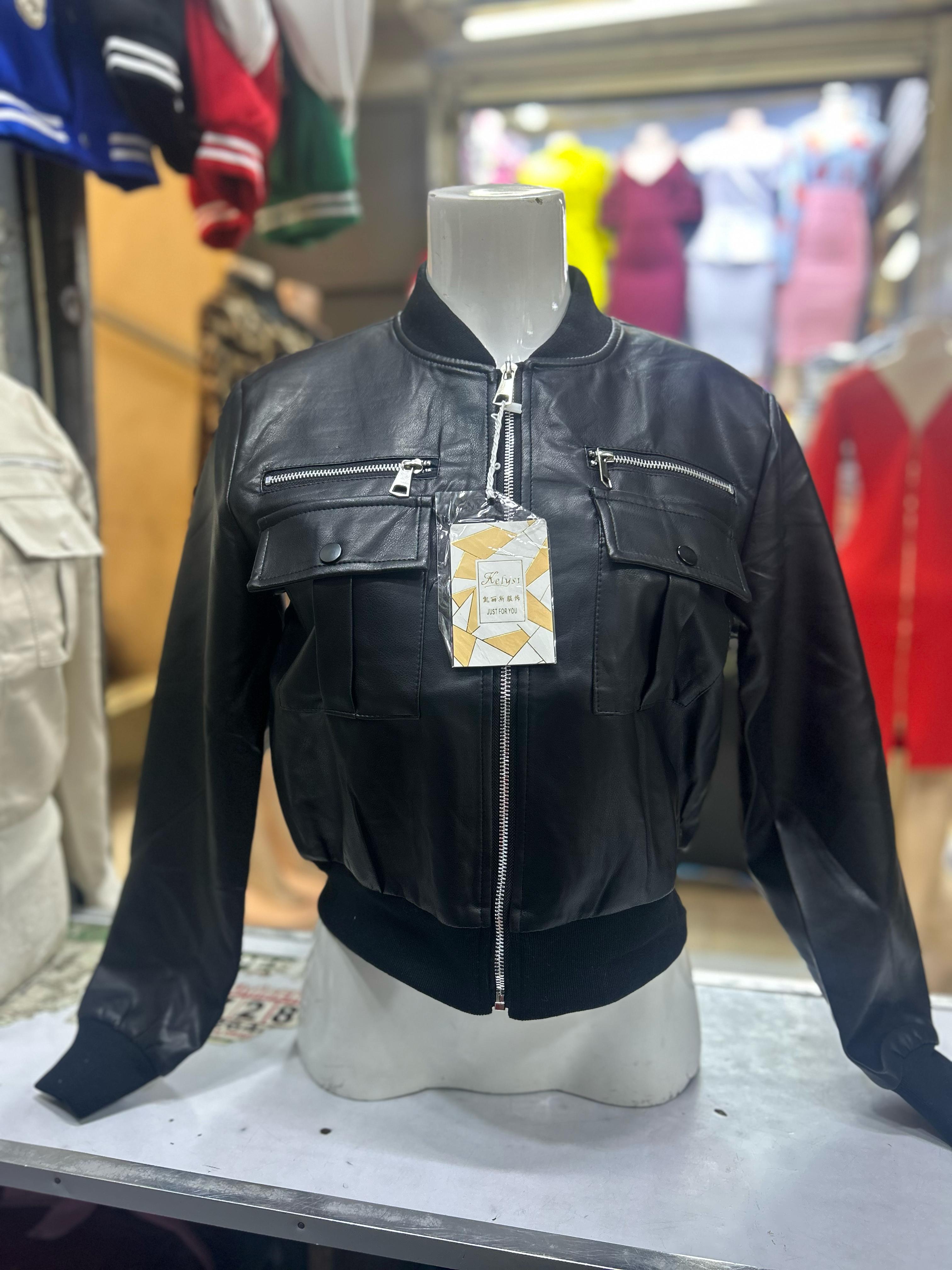 STYLISH CROP LEATHER JACKET FOR LADIES, WARM-JACKETS FOR LADIES