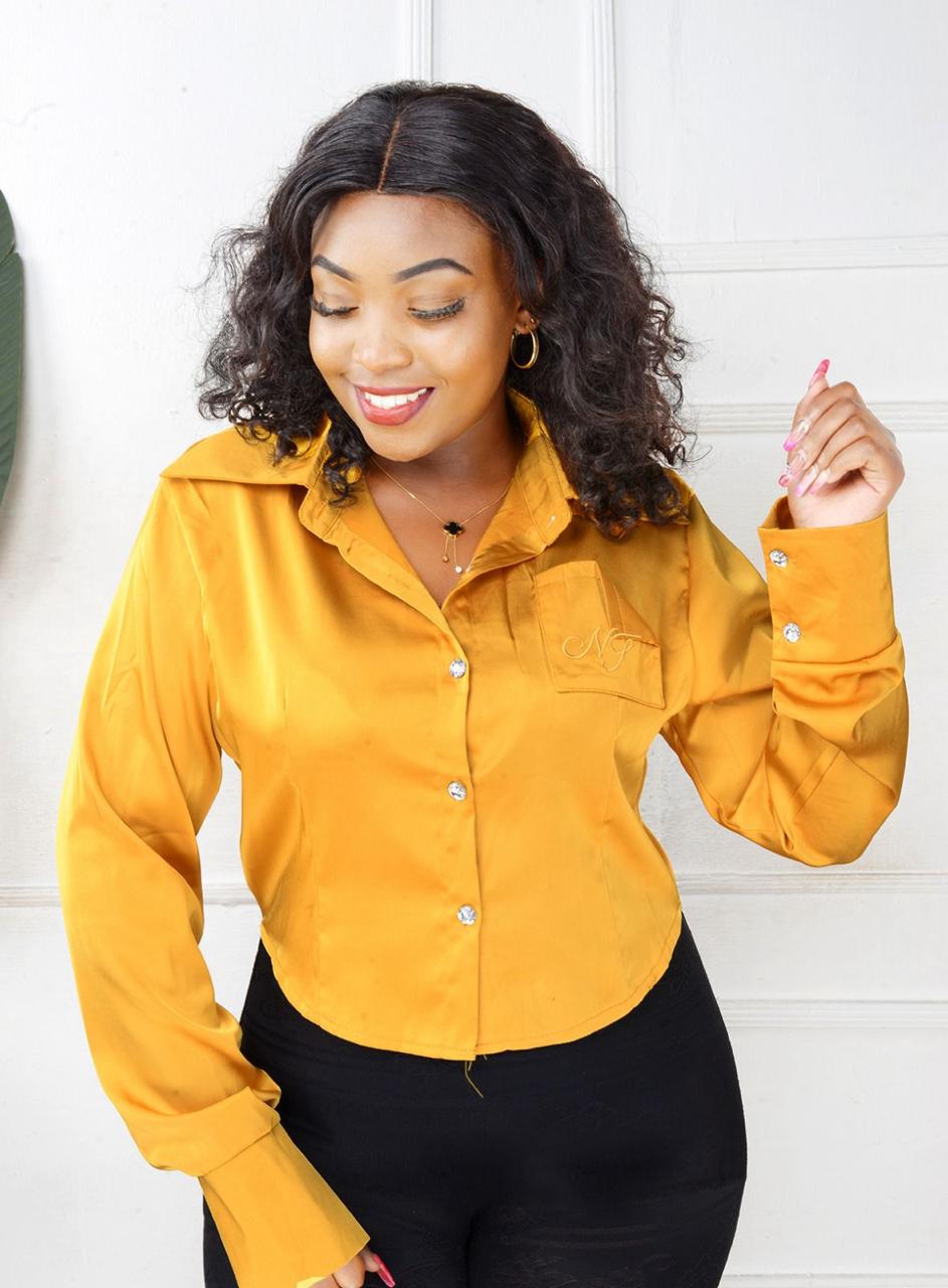 PLAIN COLOR CASUAL/OFFICIAL CROP TOP SHIRT FOR LADIES