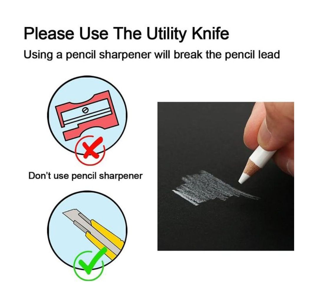 White Charcoal Pencil - Pack of 3 pieces