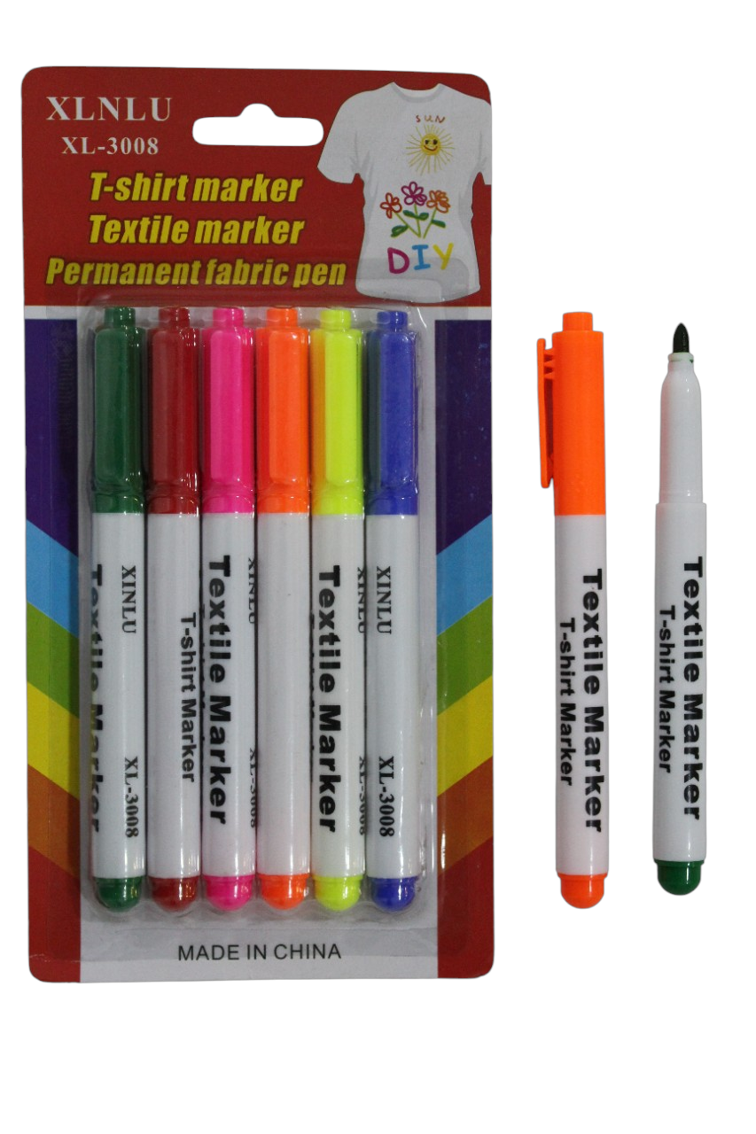 Textile Marker Set - 6 PCS | Permanent Fabric Pens for DIY & T-Shirt Design