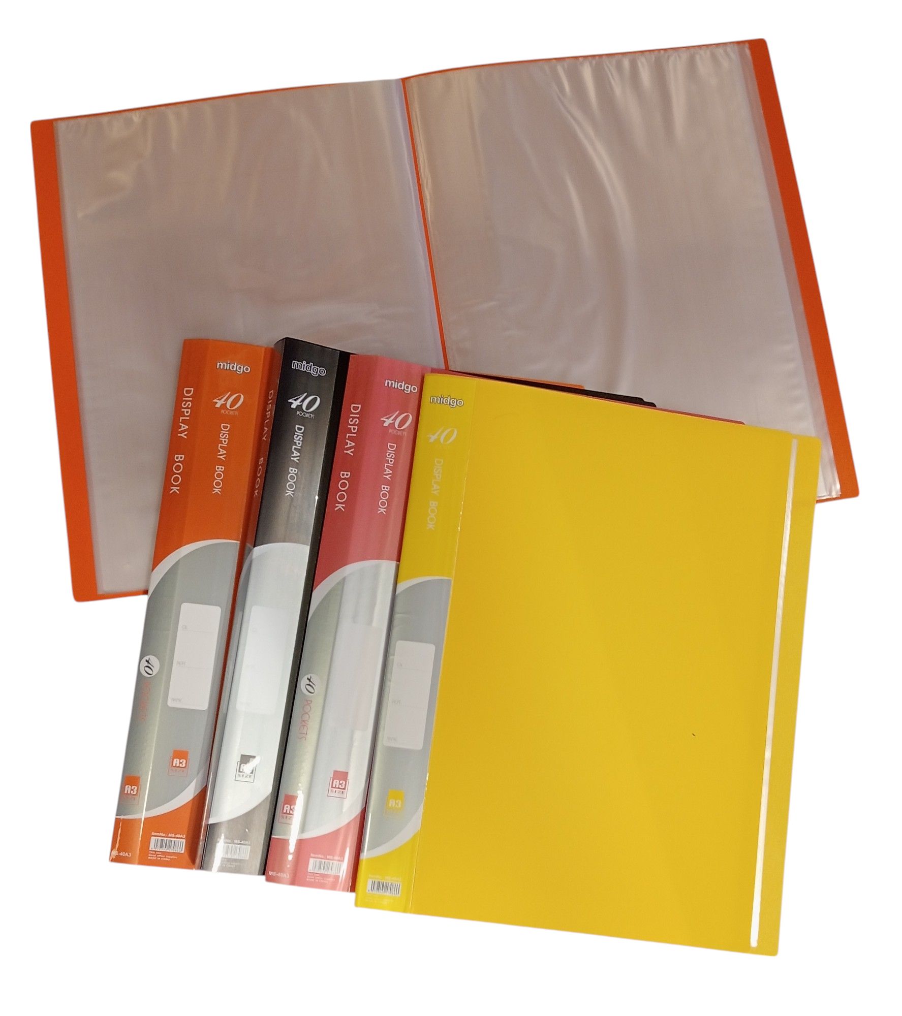 A3 Display Book 40 Pockets  Assorted Colors– Large File Folder for Art, Certificates, Office & School Documents
