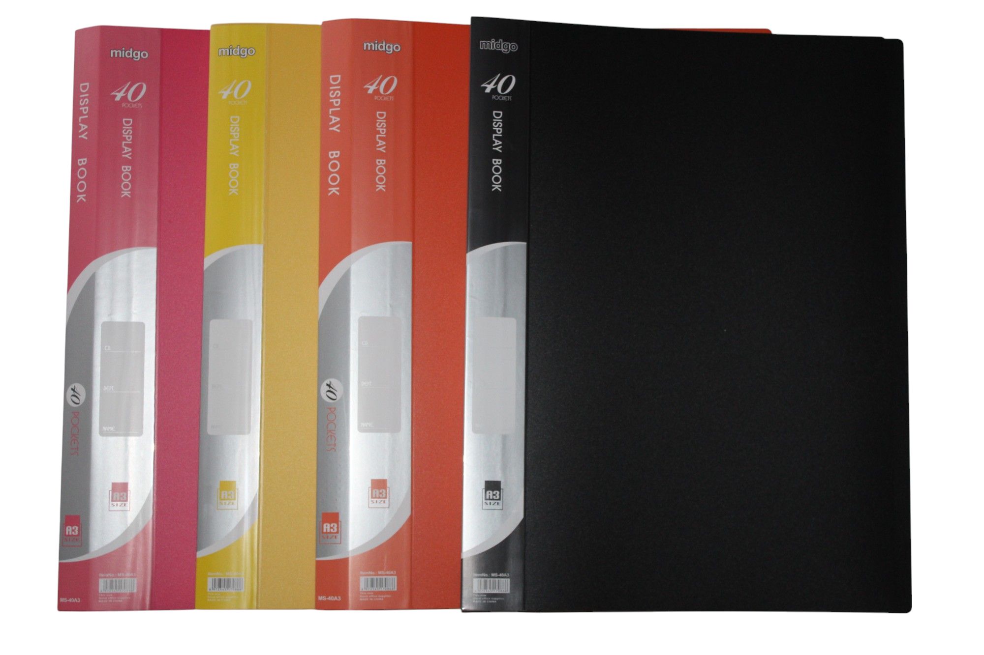 A3 Display Book 40 Pockets  Assorted Colors– Large File Folder for Art, Certificates, Office & School Documents