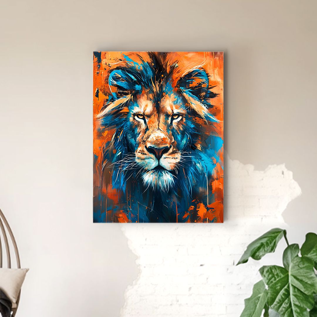 Lion Wall Art, Lion Art Canvas Wall Art Living Room Decor, Wild Animal Art, Animal Portrait Canvas Print, Extra Large Wall Art