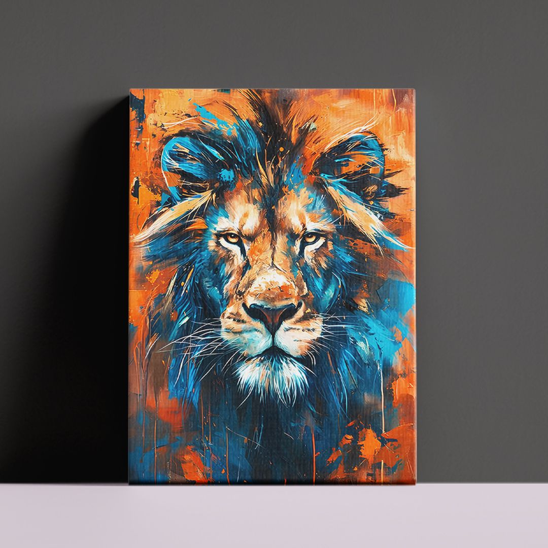 Lion Wall Art, Lion Art Canvas Wall Art Living Room Decor, Wild Animal Art, Animal Portrait Canvas Print, Extra Large Wall Art