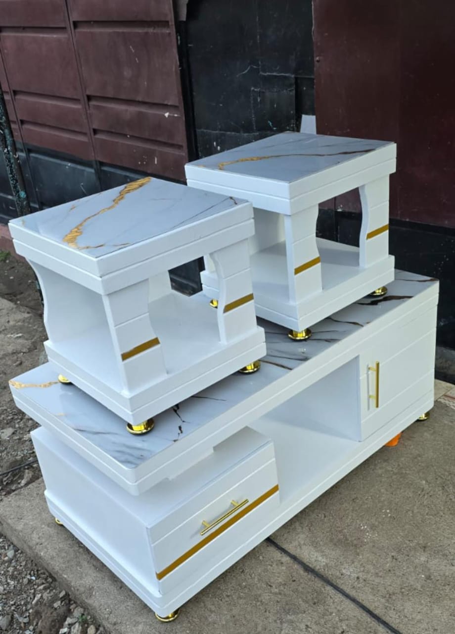 Coffee Table with Glass/Marble Top & 2 Stools – Stylish & Functional
Upgrade your living space with this Coffee Table Set featuring a Glass or Marble Topping and 2 Matching Stools, designed for both e