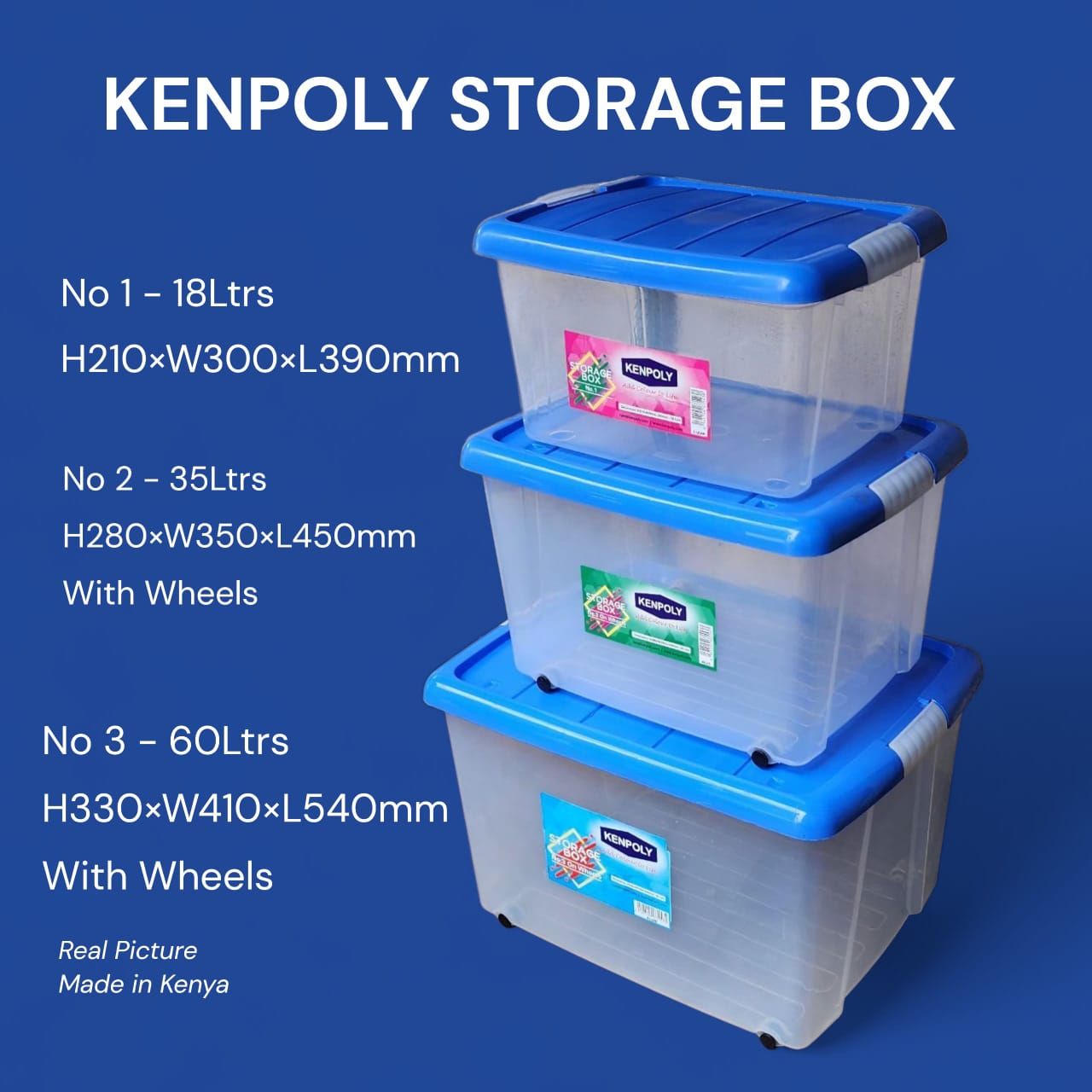 KENPOLY STORAGE BOX – Durable & Multipurpose
Keep your home or office neat and organized with Kenpoly Storage Boxes, made from high-quality, strong plastic and designed for everyday use. Perfect for s