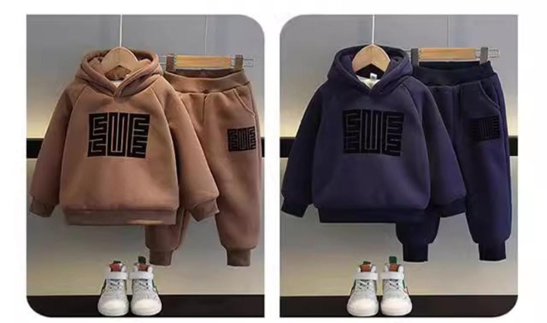 Fashion 2pcs  Padded And Thickened Hooded Sweatshirt Set
