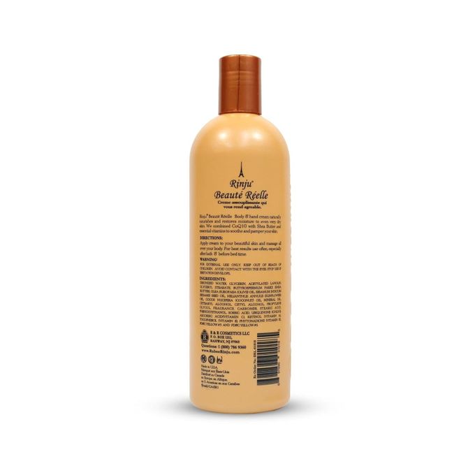 Rinju Beauté Réelle Body & Hand Cream enriched with Shea Butter Cream,CoQ10, Vitamin E, A & K for Women & Men.