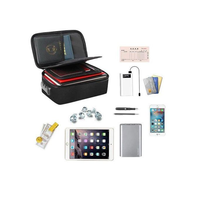 Fireproof Document Organizer Bag 4-Layer Large Space Water-Resistant Zipper File Storage Case With Lock Gifts Portable Travel