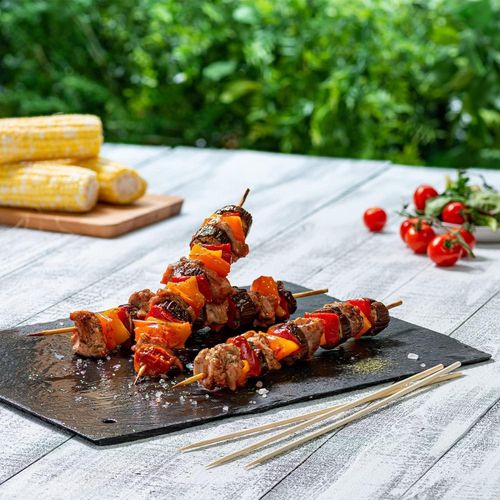 80pcs Disposable BBQ Skewers, Natural Bamboo Skewers Sticks, Suitable for BBQ, Appetizers, Fruits, Kebabs, Chocolate Fountain, Barbecue, Kitchen Accessories, Grill Accessories -