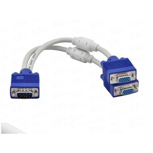 VGA Splitter Cable Dual VGA Monitor Y Cable 1 Male to 2 Female Adapter Converter Video Cable for Screen Duplication -white