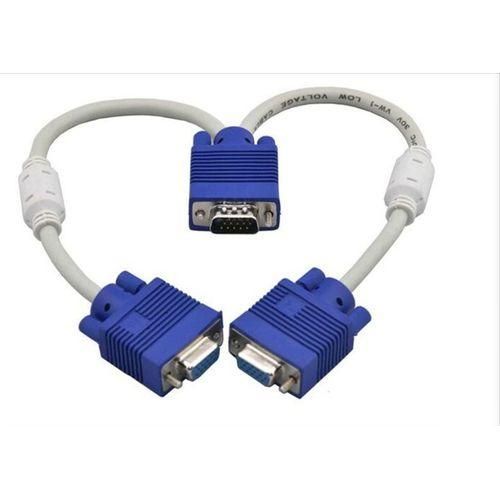 VGA Splitter Cable Dual VGA Monitor Y Cable 1 Male to 2 Female Adapter Converter Video Cable for Screen Duplication -white
