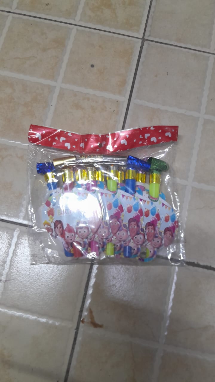 Cocomelon theme kids party decorations set - paper hats, cups, plates, masks, blowers, table cloth, party popper, balloons