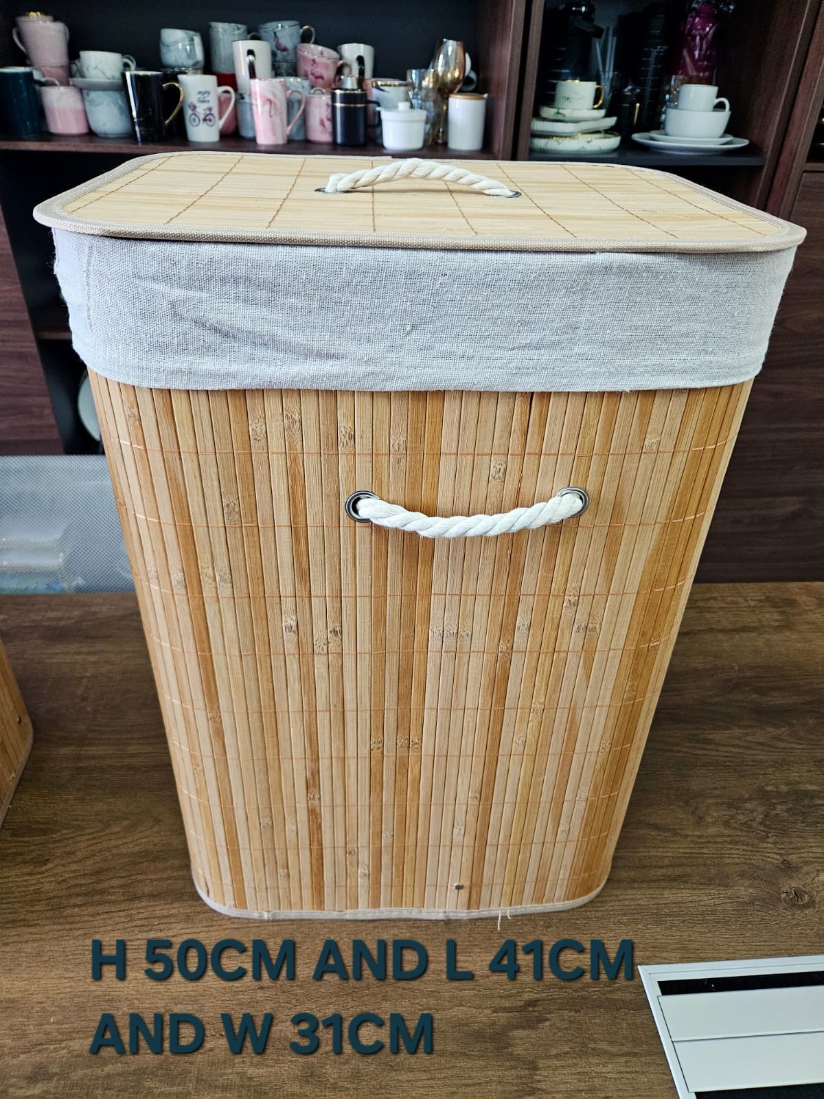 100L Bamboo Laundry Basket with a lid Large folding clothes hamper washing bin
