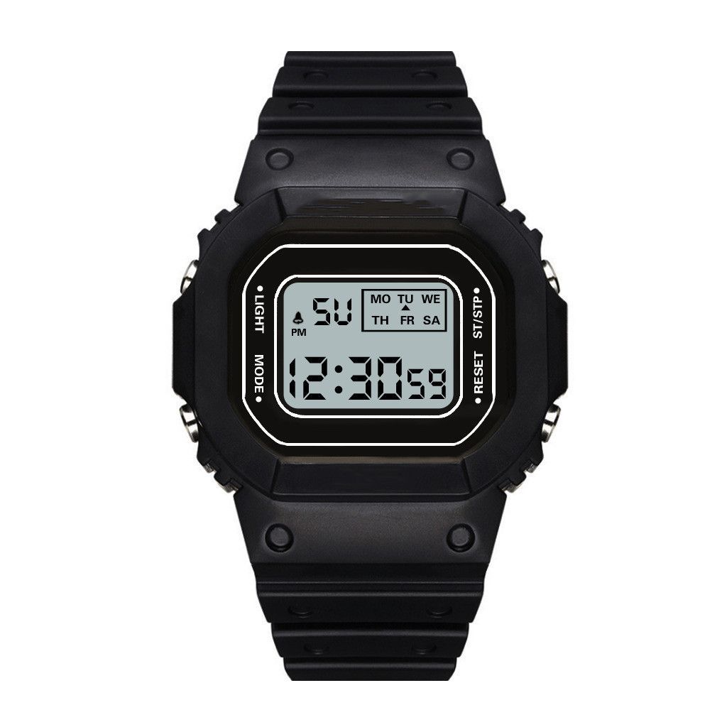 Sports Watch Boys Girls Student LED Electronic Watch Men Women Square Digital Watches Analog Digital Military Army Sport LED Waterproof Wrist Watch Rubber Clock Black one size