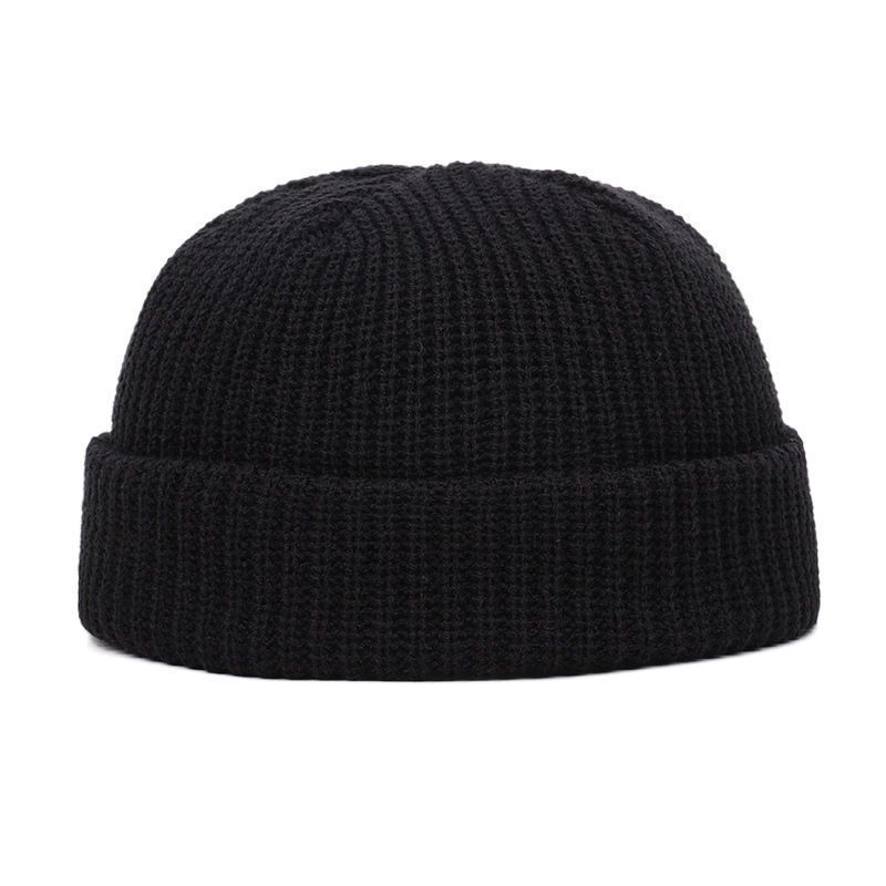 Fashion Hip Hop Beanie Knitted hat Men Skullcap Women winter Warm Brimless Baggy Melon Hats & Caps Autumn and winter short domed knitted wool hat Men's and women's warm pullover cold hat thin melon Bl