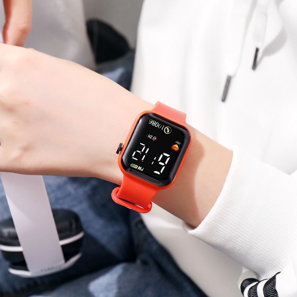 Digital Smart sport watch Women watches digital led electronic wristwatch Bluetooth fitness wristwatch Men kids hours hodinky Red One Size