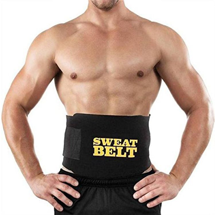 premium waist trainer&trimmer sweat belt for men&women fitness shapewear wrap tummy stomach weight loss fat burner slimming Black One Size