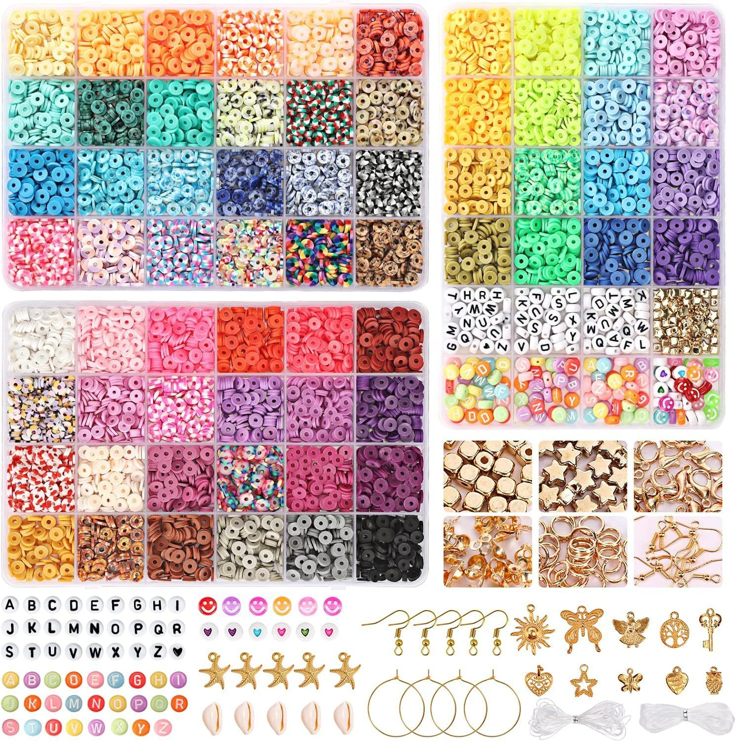 Clay Beads Bracelet Making Kit 48 Colors 6440pcs—25770pcs