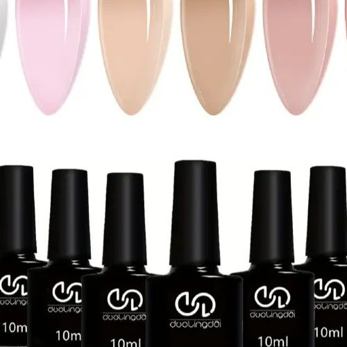 Jelly Nude Pink Gel Nail Polish Set, 6 Transparent Sheer Colors Soak Off UV Light Cure Gel Polish Kit for Salon and Nail Art DIY at Home Pink Tea 6 colors polish kit