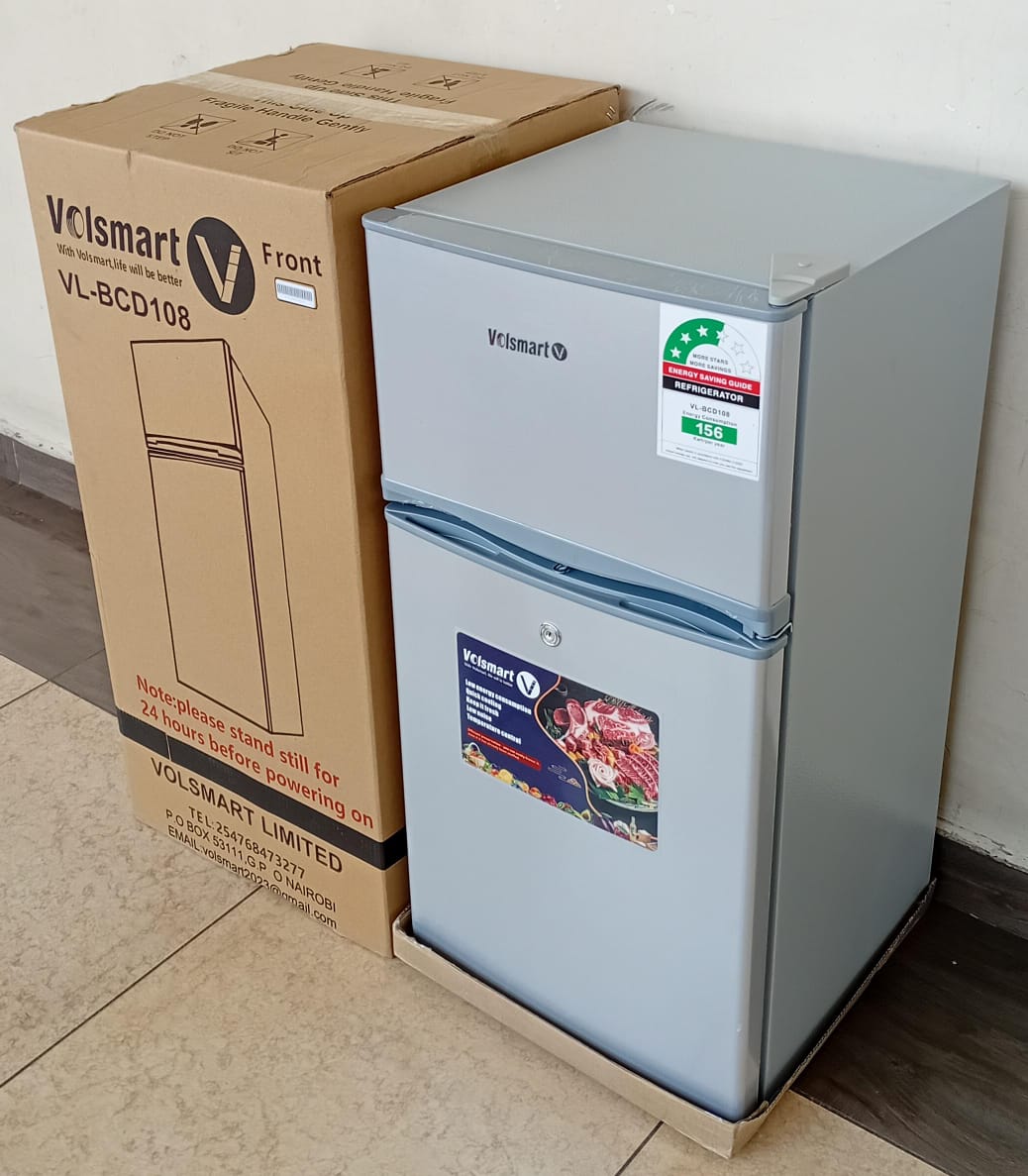 VOLSMART 108L Mini Refrigerator ,Double Door Fridge With Direct Cool, Freezer Zone, Energy Saving +Free Gifts