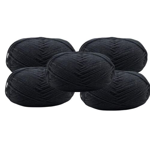 ROBIN YARN. Robin 5pcs Black Crochet Thread Knitting Wool Yarn for Crochet Projects, Ultra Soft Milk Cotton Crochet Knitted Yarn for DIY Hand Knitting Baby Wool Craft Shawl Scarf Crochet Thread