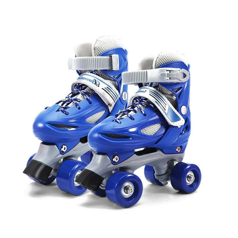 QUAD SKATES. Blue quad skates size 31_34, Boys Girls Kids Skates Children Roller Skates Skating Shoes Sliding Adjustable Quad Sneakers 4 Wheels 2 Row Line Outdoor