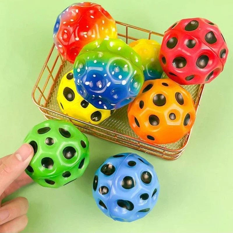 EXERCISE BALLS. Space Moon Balls or planet bouncy balls that can be used to relief stress. Some stress relievers are made from closed-cell polyurethane foam rubber.