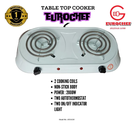 EUROCHEF HeatMate Duo Electric Cooktop – Portable Double Hot Plate for Efficient Everyday Cooking