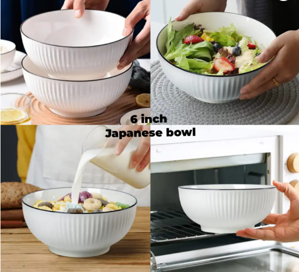 OFFER OFFER Japanese bowls 6pcs – Premium Quality Ceramic Plate Set for Dining Elegance & Durability – Ideal for Home, Restaurants & Gifts
