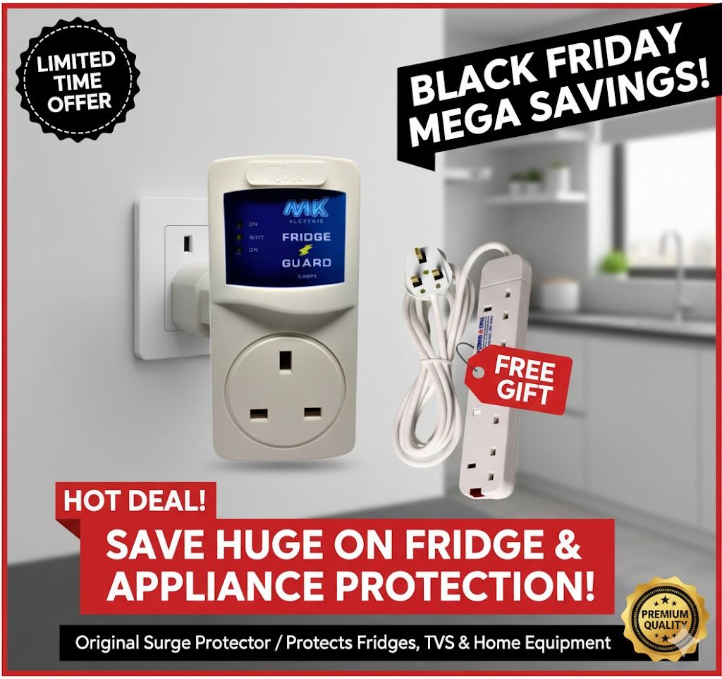 MK fridge guard + free 4 way extension,original surge protector fridge guard for fridges and other home equipments