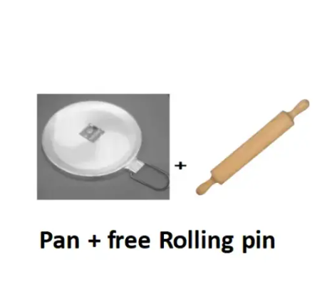 Heavy Duty Chapati Pan FOR PANCAKES AND CHAPATI PAN FOR KITCHEN + Wooden Rolling Pin / Dough Roller Roti roller chapati roller