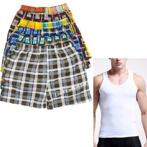 Classic 6Pack Gentlemen Top Quality Underwear Pure Cotton 3checked Boxers And 3 Men's Vest