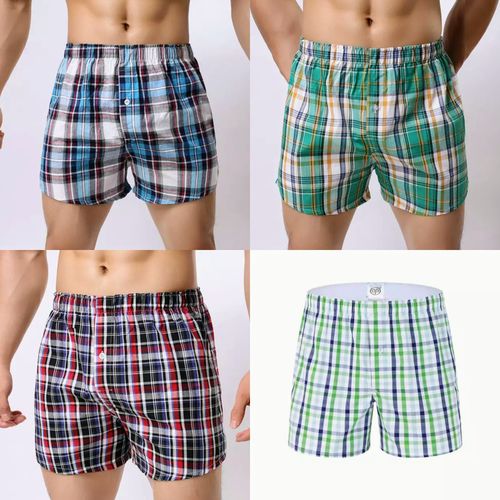 Classic 6Pack Gentlemen Top Quality Underwear Pure Cotton 3checked Boxers And 3 Men's Vest