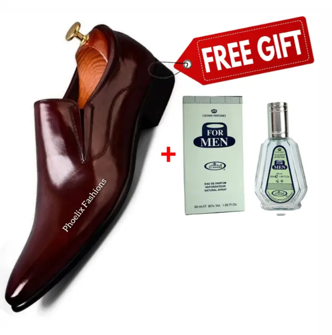 Brown Leather Official Men’s Shoes with 50ml Fragrance – Elegant, Durable, Comfortable Formal Footwear for Office, Events & Daily Wear – Includes Stylish Scent for a Complete Look