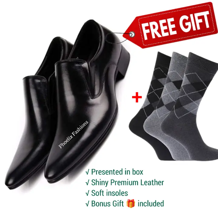 Black Leather Official Men’s Shoes – Elegant, Durable, All-Day Comfort Formal Footwear for Office, Business, Wedding & More + Free Genuine Leather Belt for Stylish Look