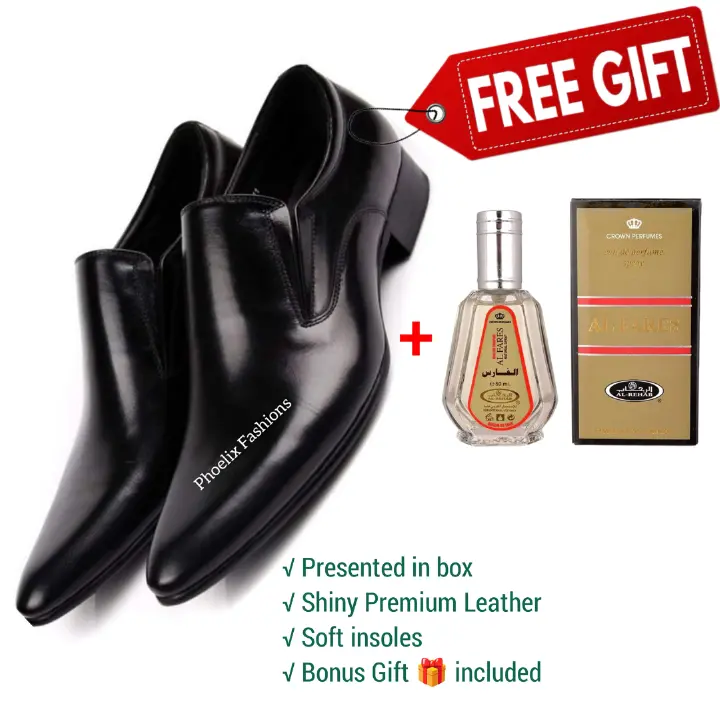 Black Leather Official Men’s Shoes – Elegant, Durable, All-Day Comfort Formal Footwear for Office, Business, Wedding & More + Free Genuine Leather Belt for Stylish Look