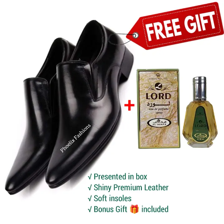 Black Leather Official Men’s Shoes – Elegant, Durable, All-Day Comfort Formal Footwear for Office, Business, Wedding & More + Free Genuine Leather Belt for Stylish Look