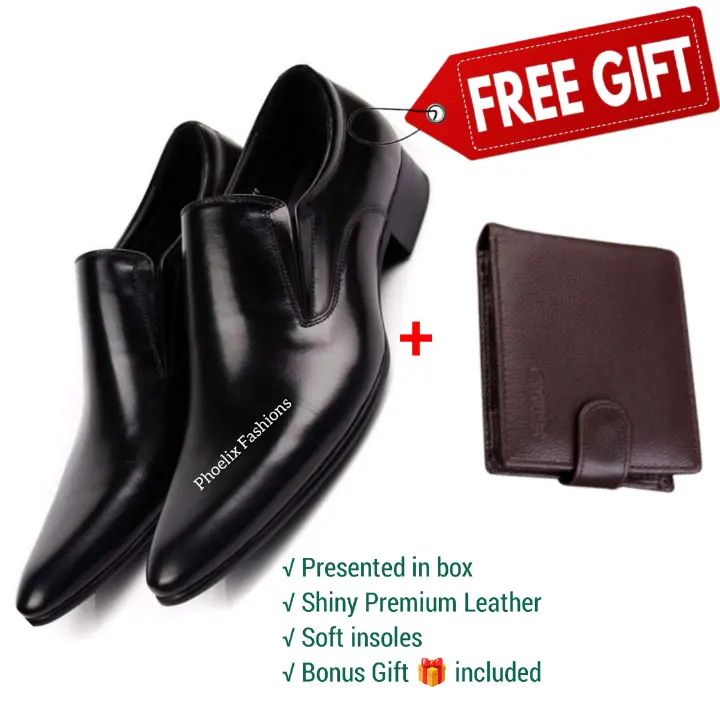Formal Italian Design Leather Slip-On Men’s Shoes – Stylish, Comfortable & Versatile Footwear for Casual & Official Wear + Free Brown Genuine Leather Wallet