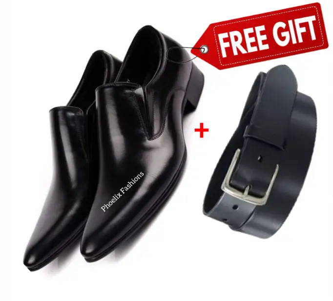 Formal Italian Design Casual/Official Leather Slip-On Men’s Shoes – Stylish, Comfortable & Versatile Footwear for Office, Events & Daily Wear + Free Black Invisible Socks