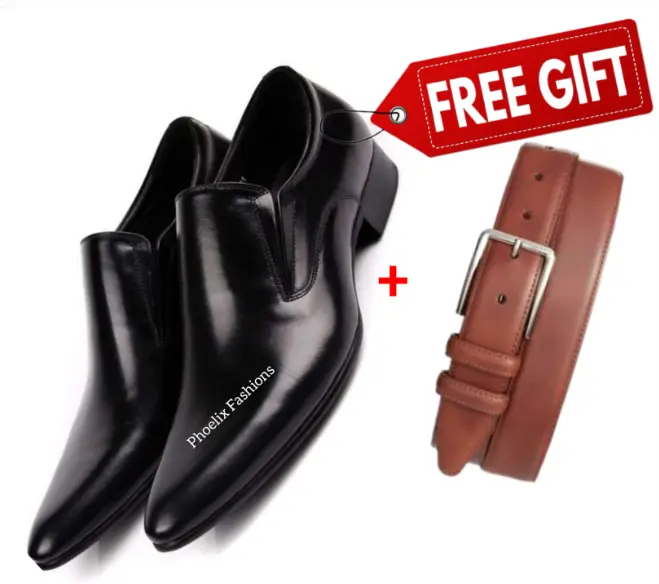 Formal Italian Design Casual/Official Leather Slip-On Men’s Shoes – Stylish, Comfortable & Versatile Footwear for Office, Events & Daily Wear + Free Black Invisible Socks