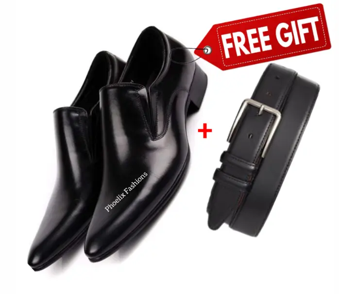 Formal Italian Design Casual/Official Leather Slip-On Men’s Shoes – Stylish, Comfortable & Versatile Footwear for Office, Events & Daily Wear + Free Black Invisible Socks