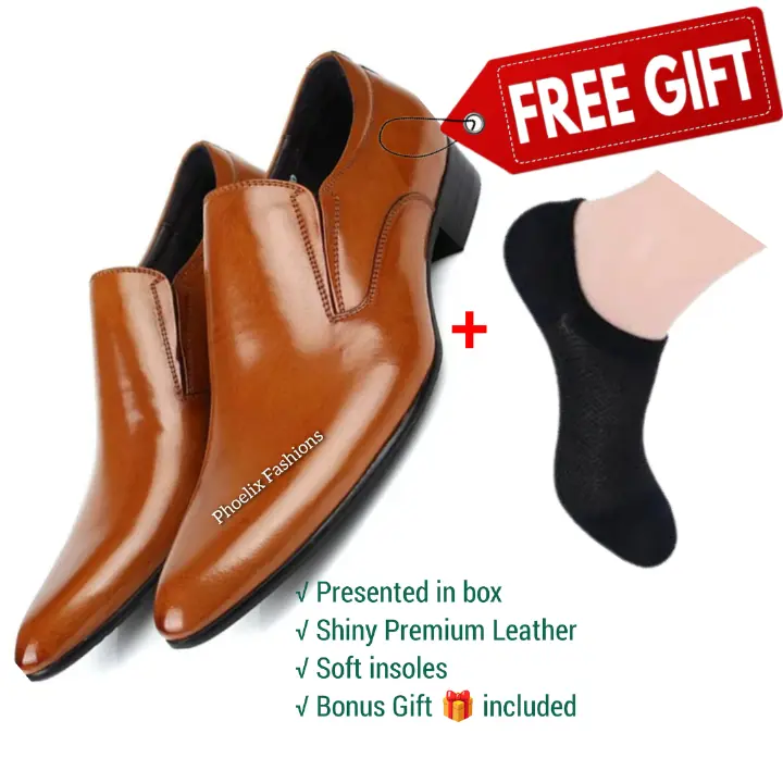 Formal Italian Design Casual/Official Leather Slip-On Men’s Shoes – Stylish, Comfortable & Versatile Footwear for Office, Events & Daily Wear + Free Black Invisible Socks