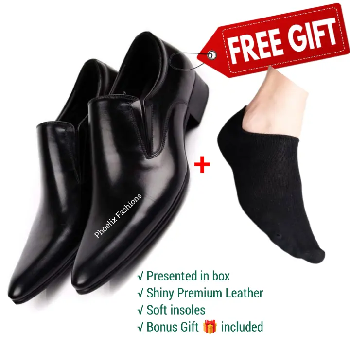 Formal Italian Design Casual/Official Leather Slip-On Men’s Shoes – Stylish, Comfortable & Versatile Footwear for Office, Events & Daily Wear + Free Black Invisible Socks