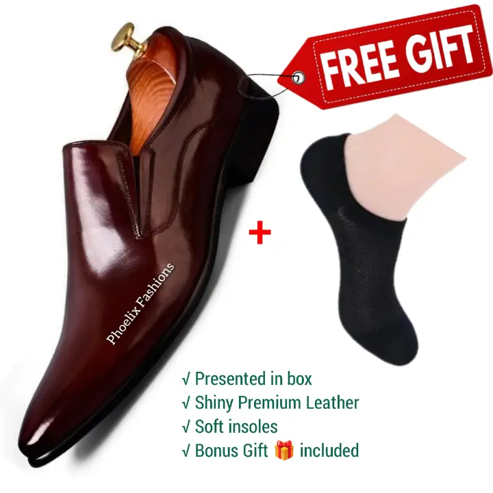 Formal Italian Design Casual/Official Leather Slip-On Men’s Shoes – Stylish, Comfortable & Versatile Footwear for Office, Events & Daily Wear + Free Black Invisible Socks