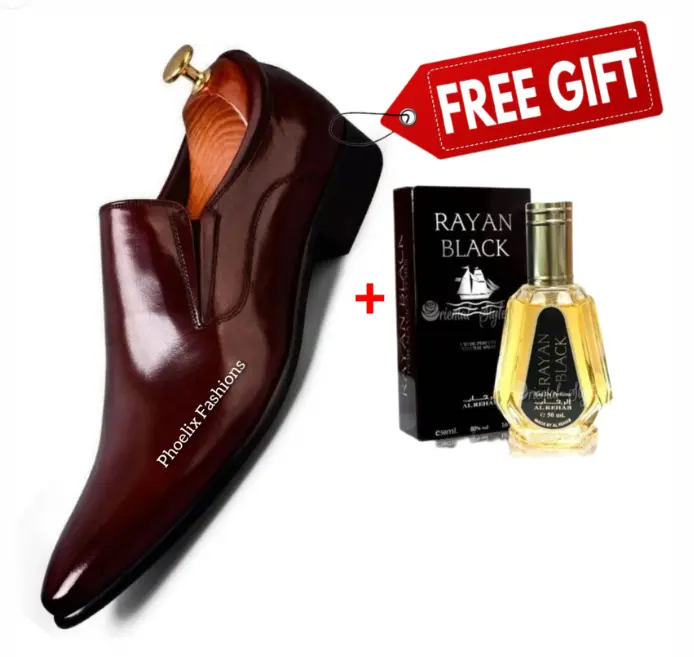 Brown Leather Official Men’s Shoes with 50ml Fragrance – Elegant, Durable, Comfortable Formal Footwear for Office, Events & Daily Wear – Includes Stylish Scent for a Complete Look